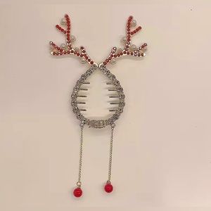 Christmas Antler Hair Clip w/Rhinestone and Pearl Detail.